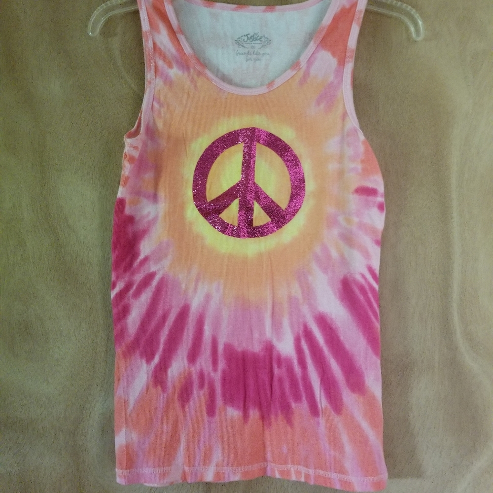 Justice Tank Top - Tie Dye & Peace Sign